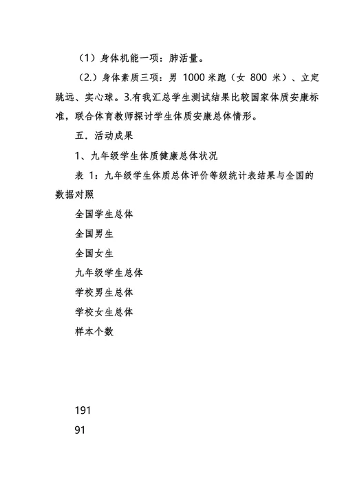 《中学生体质健康状况调查》综合实践活动方案