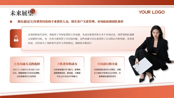 橙色商务风个人简介通用PPT模板