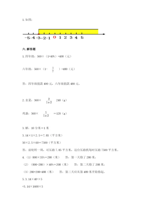 玉环县六年级下册数学期末测试卷（考试直接用）.docx
