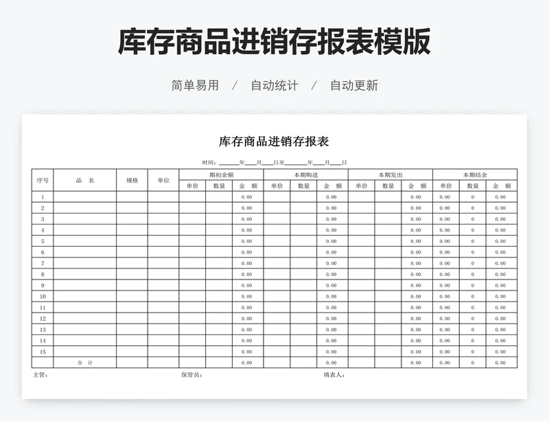库存商品进销存报表模版