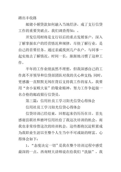 信贷学习心得体会范文