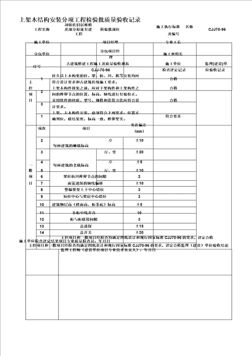 古建筑检验批验收记录