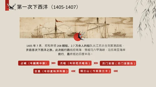 黄色中国风历史课件郑和下西洋PPT