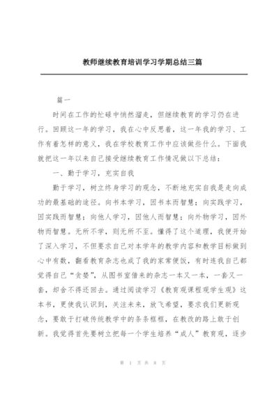 教师继续教育培训学习学期总结三篇.docx