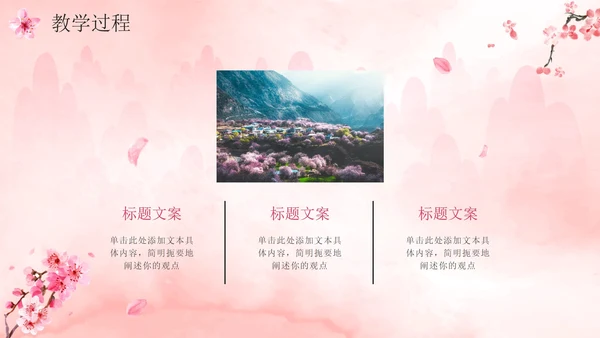 唯美清新桃花中国风说课设计PPT模板