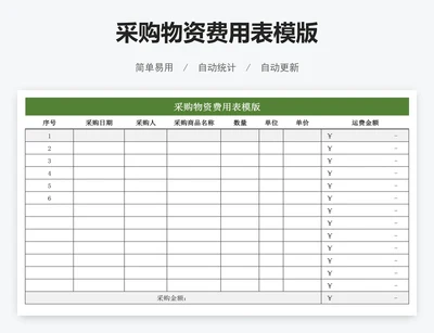 采购物资费用表模版