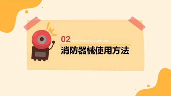 黄色插画风消防安全主题班会PPT模板