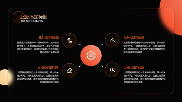 橙色渐变玻璃极简风格通用总结汇报PPT演示模板