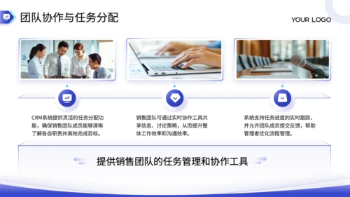蓝色商务风CRM客户管理系统功能详解PPT