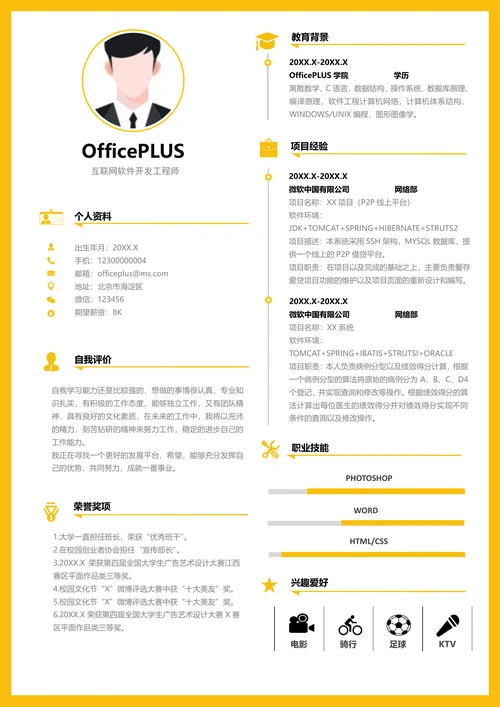 互联网人员简历模版