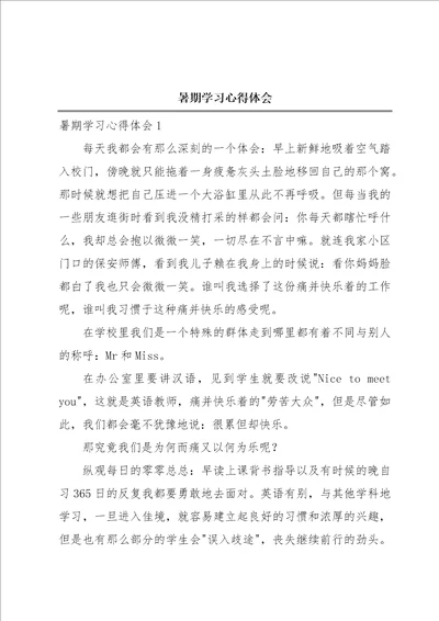 暑期学习心得体会