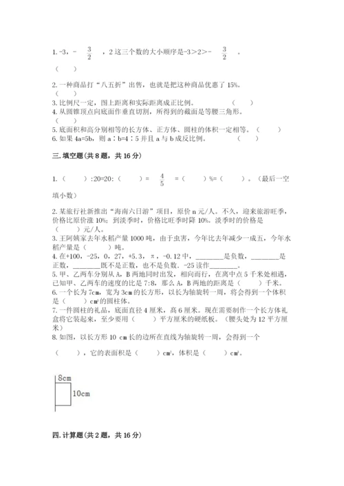 绥中县六年级下册数学期末测试卷（考点梳理）.docx