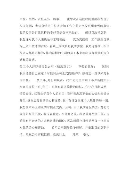 员工个人辞职报告怎么写十篇.docx