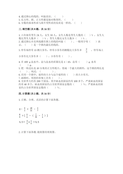 小学数学六年级上册期末模拟卷带答案（典型题）.docx