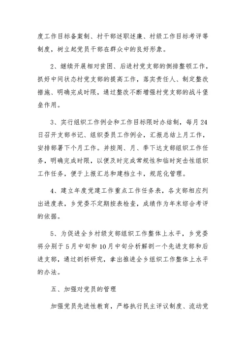 乡党委年组织工作计划