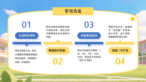 蓝黄色3D风开学季,新学年规划PPT模版