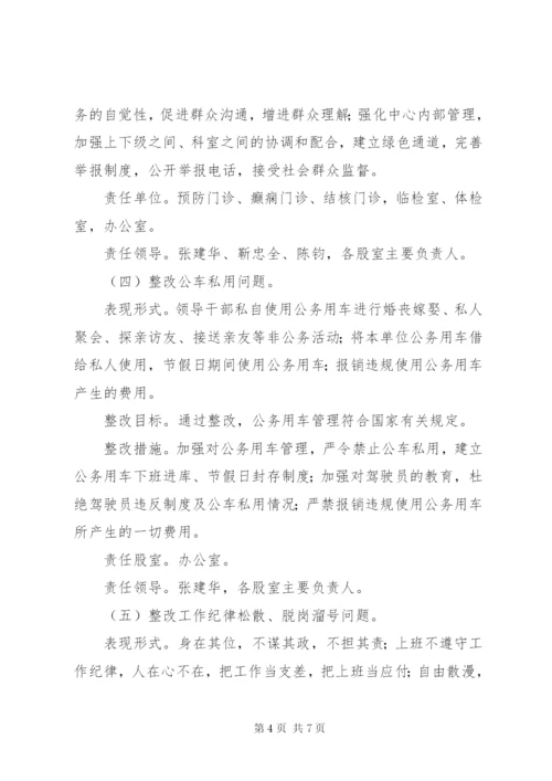 县疾控中心领导班子四风问题即知即改实施方案.docx