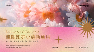 粉色弥散渐变小清新通用PPT演示模板