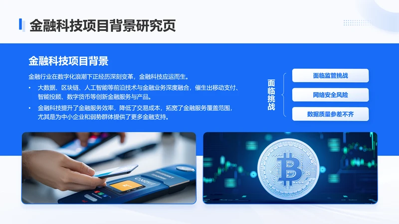 蓝色商务风金融科技项目背景研究页