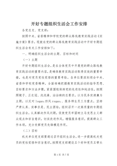 4开好专题组织生活会工作安排.docx