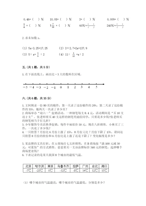 小学六年级数学摸底考试题精品加答案.docx