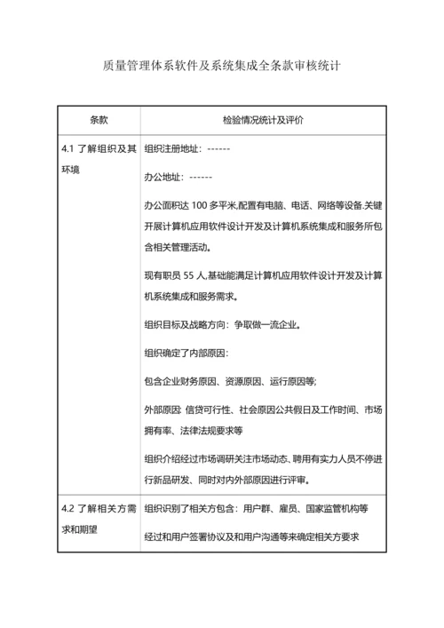 质量管理标准体系软件及系统集成全条款审核记录.docx