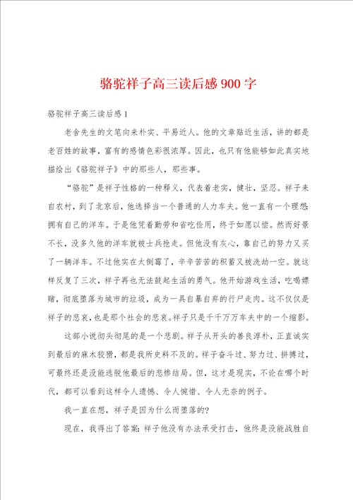 骆驼祥子高三读后感900字