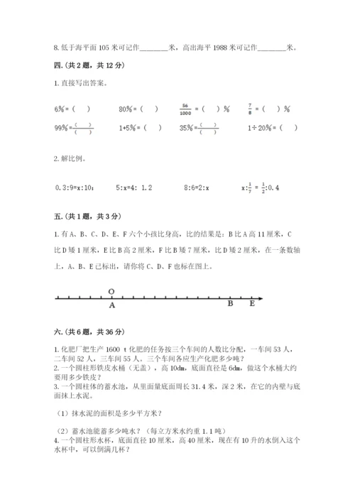 河南省平顶山市六年级下册数学期末测试卷附答案（精练）.docx