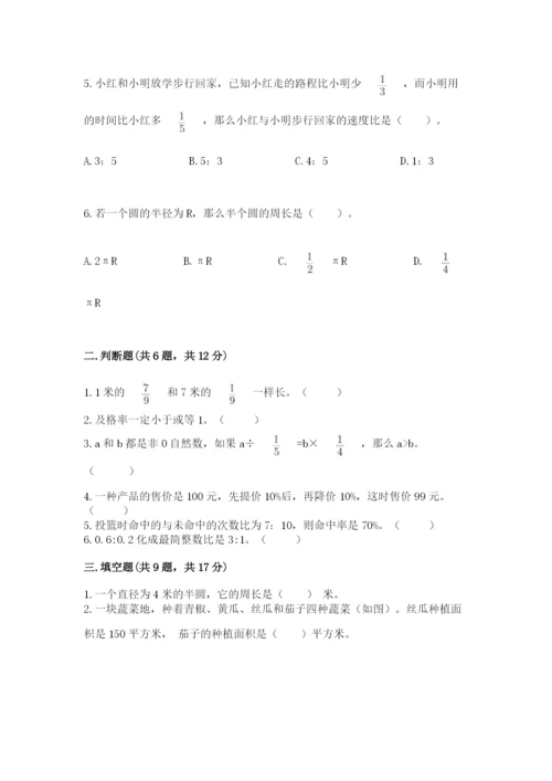 小学数学六年级上册期末考试试卷（突破训练）word版.docx