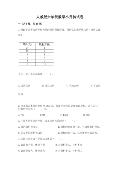 人教版六年级数学小升初试卷完整版.docx