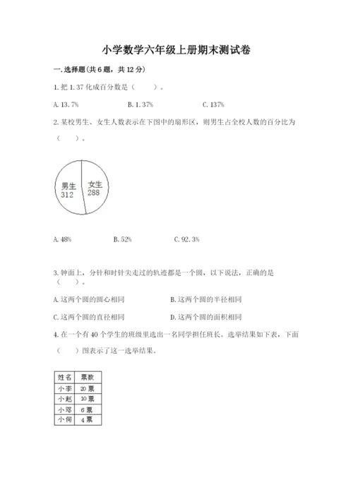 小学数学六年级上册期末测试卷附答案（研优卷）.docx