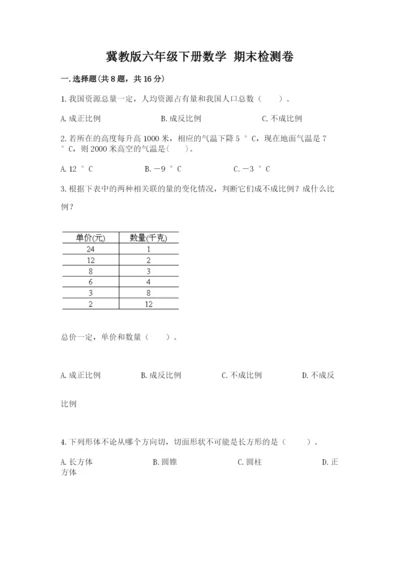 冀教版六年级下册数学 期末检测卷精品（夺冠系列）.docx