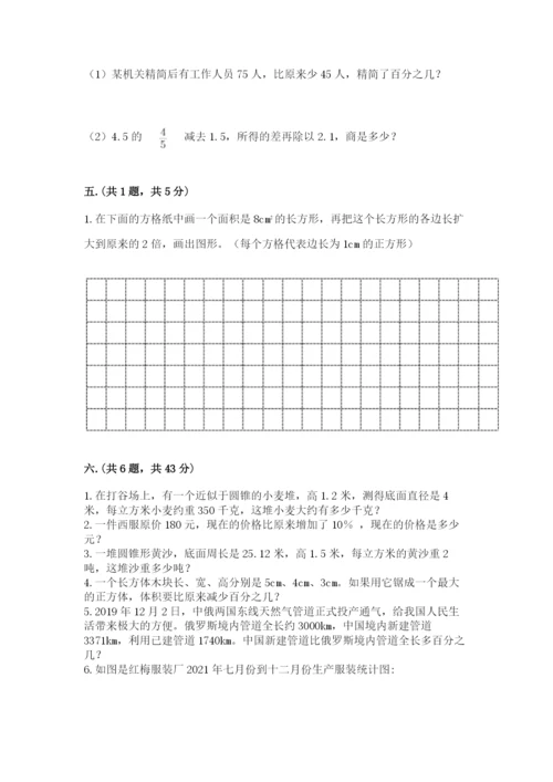 小学六年级下册数学摸底考试题精品【历年真题】.docx