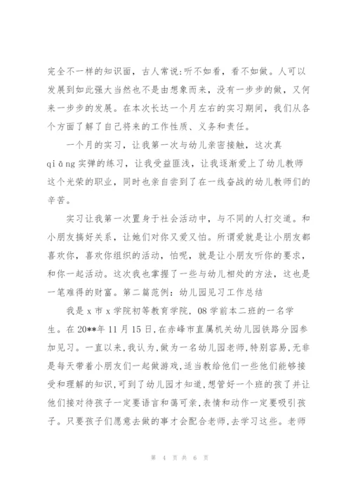 幼儿园见习工作总结范文合集.docx