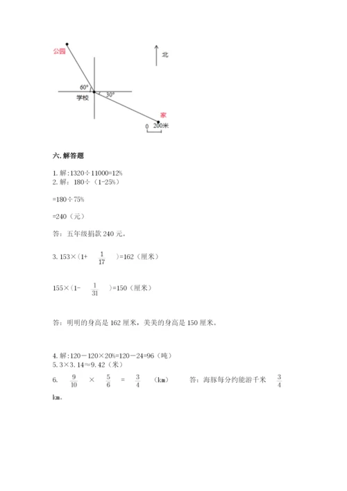 小学六年级上册数学期末测试卷往年题考.docx