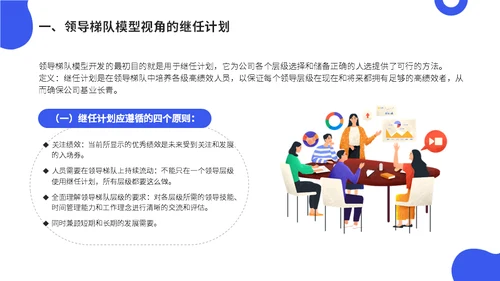 公司会议领导梯队建设培训蓝色通用PPT模板