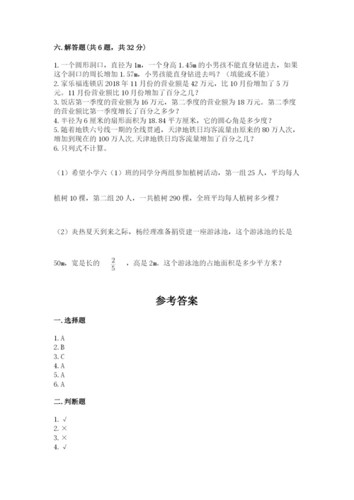 人教版六年级上册数学期末测试卷附完整答案【有一套】.docx