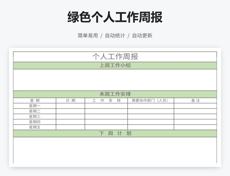 绿色个人工作周报