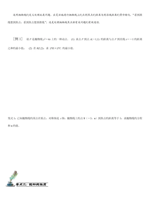 2023年抛物线知识点汇总及考点例题.docx