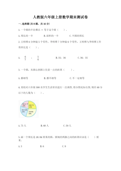 人教版六年级上册数学期末测试卷附答案（预热题）.docx