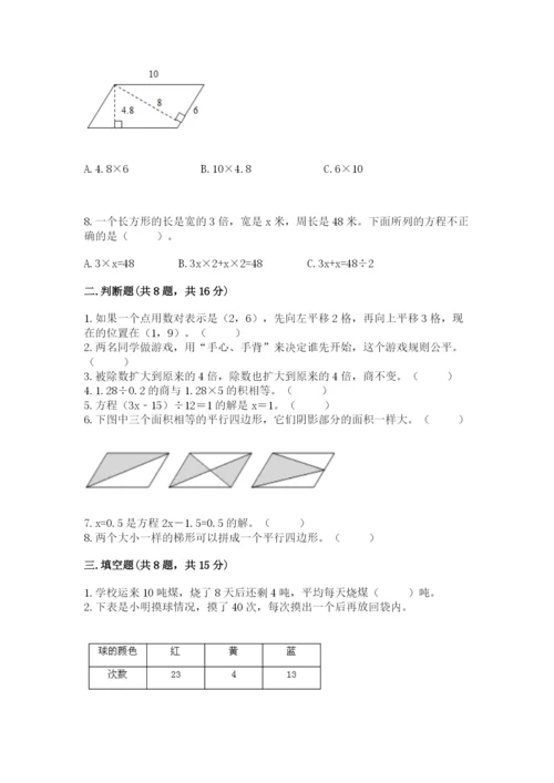 2022人教版数学五年级上册期末测试卷及参考答案【轻巧夺冠】.docx