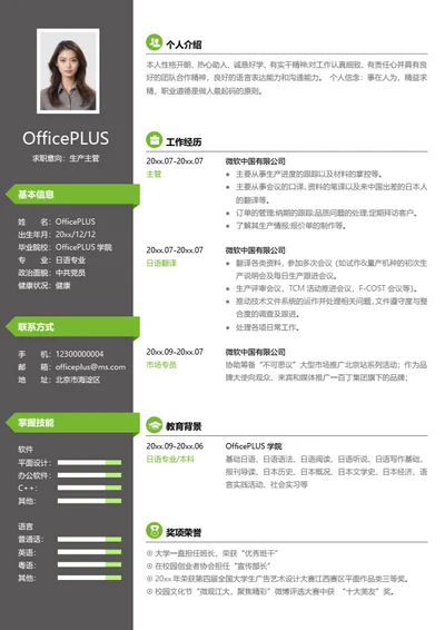 市场营销经理简历模板