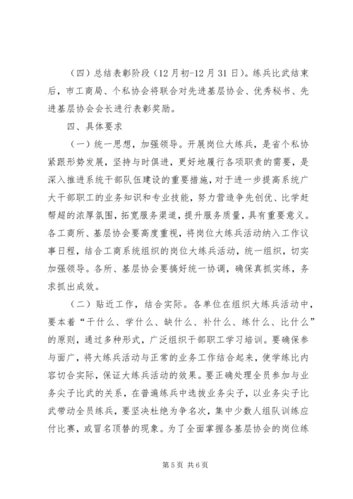 关于全市个私协系统开展岗位大练兵活动的实施意见 (3).docx