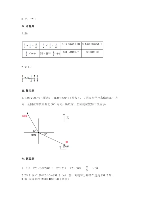 小学六年级上册数学期末测试卷带答案（名师推荐）.docx