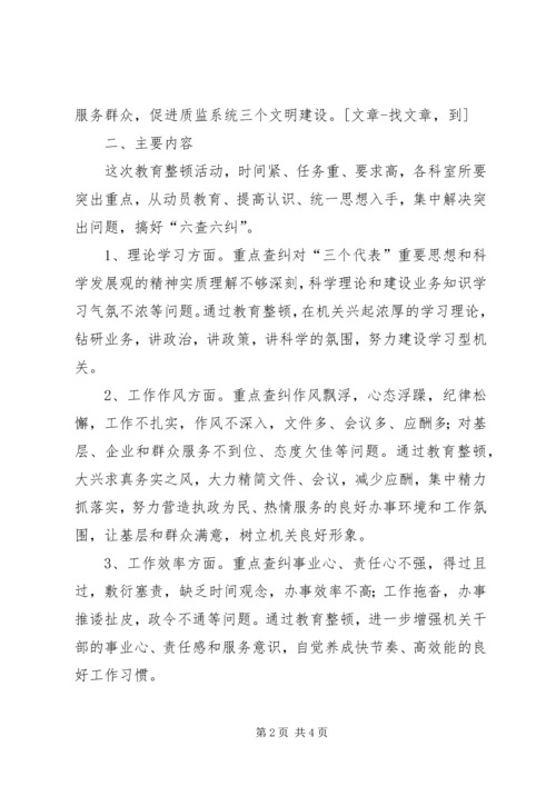 质监局机关开展改进作风提高效率整顿活动实施方案 (4).docx