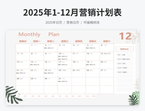 2025年日历营销计划表
