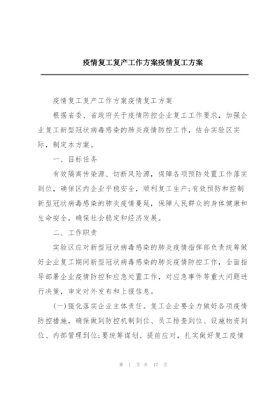 疫情复工复产工作方案疫情复工方案.docx