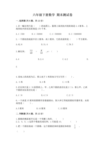 六年级下册数学 期末测试卷含答案（综合卷）.docx