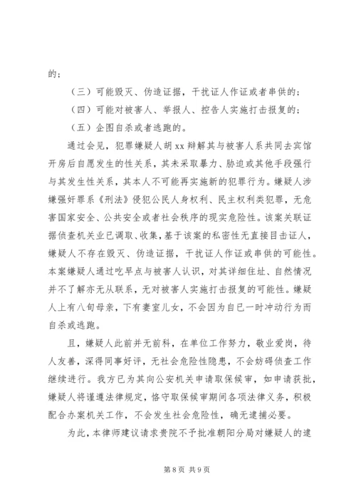 【不予逮捕法律意见书】不予批捕的法律意见书.docx