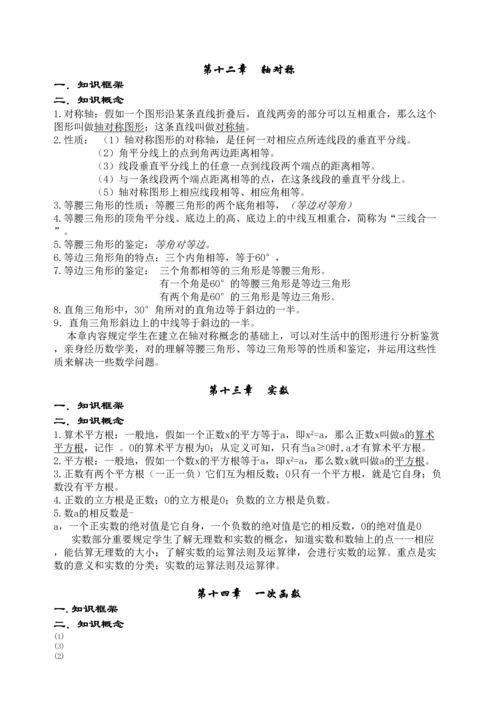 2023年初中数学各年级知识点.docx